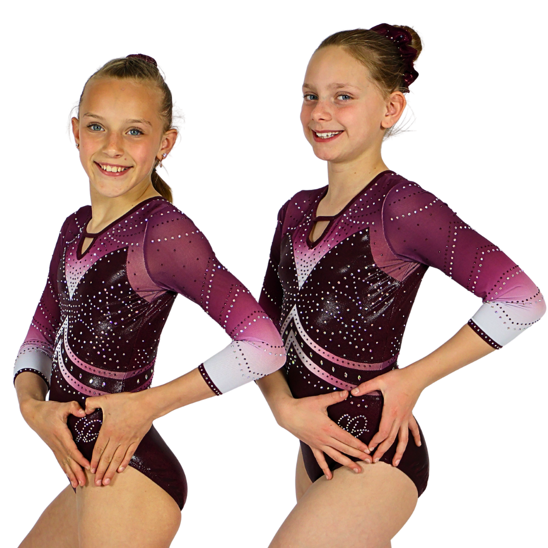 Justaucorps Kira Aubergine Manches Longues