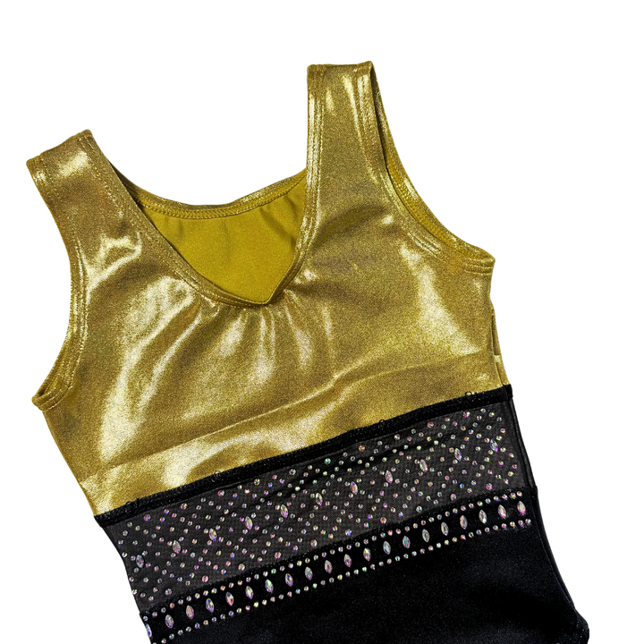 Gymnastics Leotard Basic Gold Black with Gymnastics Top Abby Black Mint
