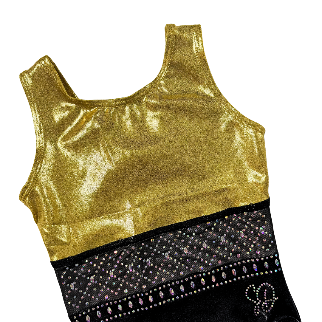 Basic Leotard Gold Black with Abby Leotard Top Black Gold
