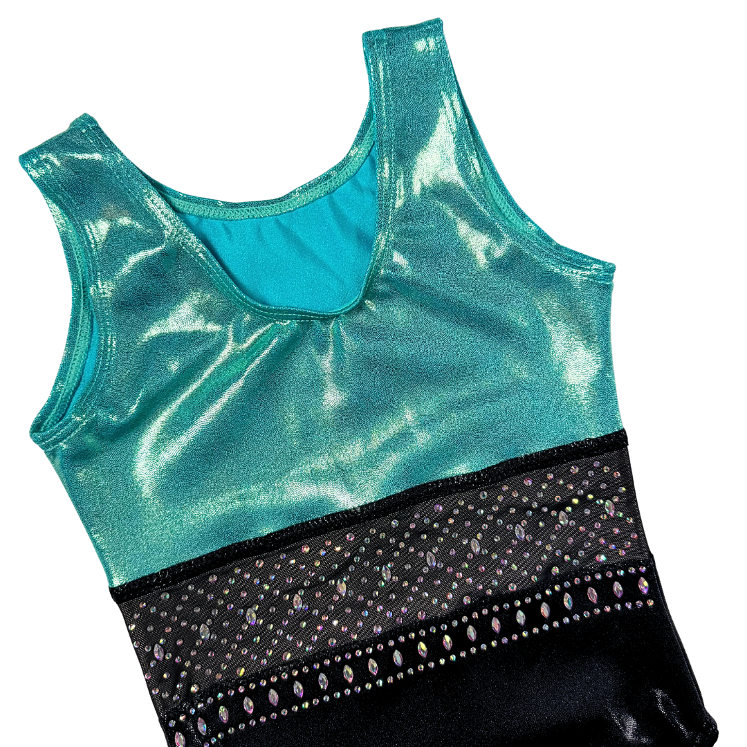 Turnpakje Basic Hawaii Mint Zwart Mouwloos