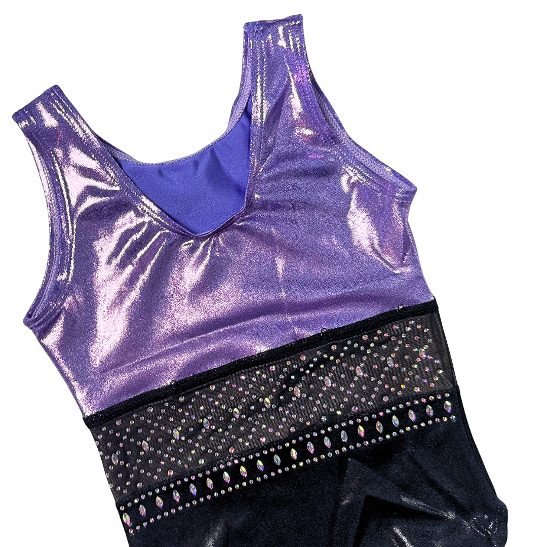 Gymnastics Leotard Basic Lilac Black with Gymnastics Top Mae White Lilac