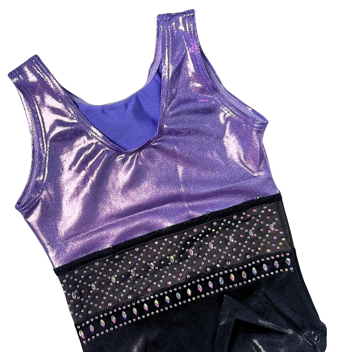 Gymnastics Leotard Basic Lilac Black with Gymnastics Top Mae White Lilac