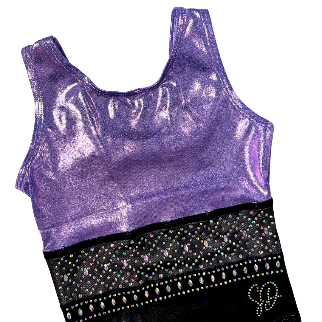 Gymnastics Leotard Basic Lilac Black with Gymnastics Top Mae White Lilac