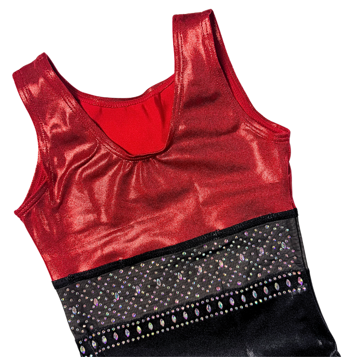 Turnanzug Basic Rot Schwarz Ärmellos