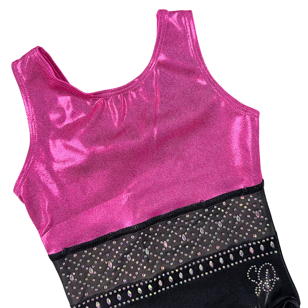 Gymnastics Leotard Basic Pink Black Sleeveless