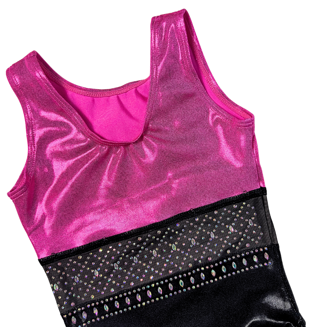 Gymnastics Leotard Basic Pink Black Sleeveless