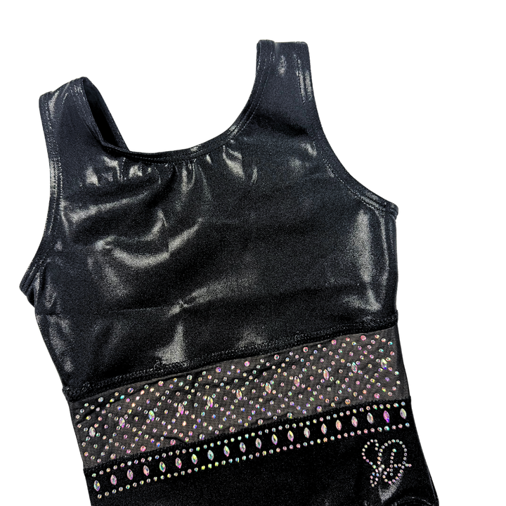 Justaucorps Basique Noir avec Top de Gymnastique Mae Blanc Lilas