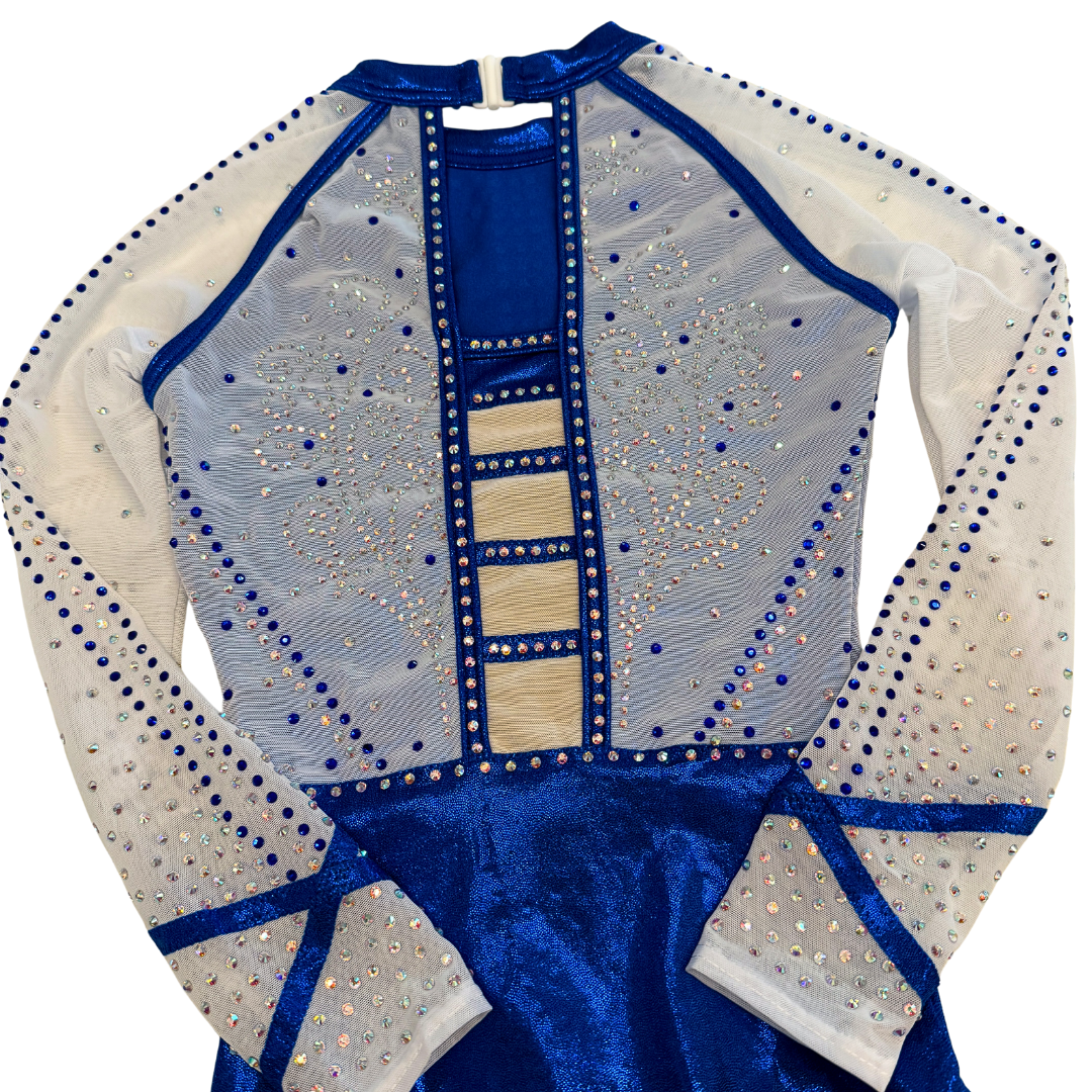 Tara Royal Blue White Long Sleeve Gymnastics Leotard Limited Edition