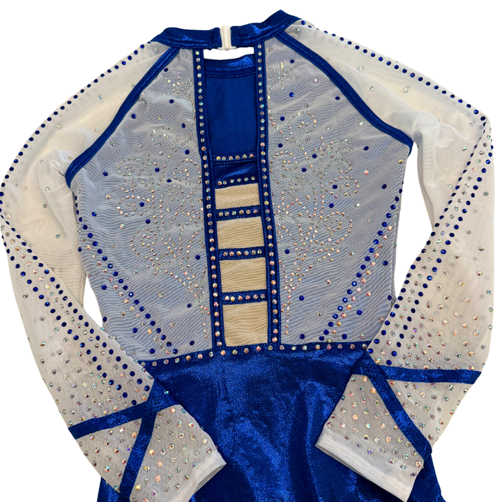 Tara Royal Blue White Long Sleeve Gymnastics Leotard Limited Edition