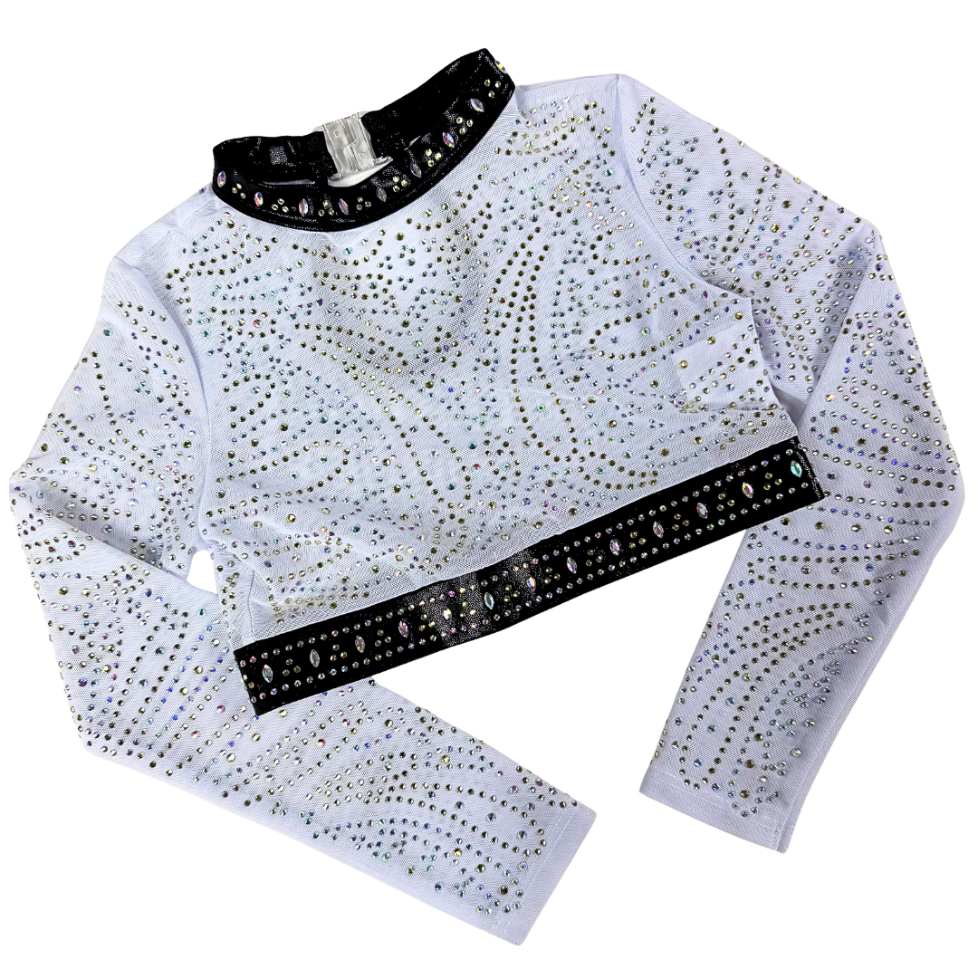Gym Leotard Basic Holo White with Gymnastics Top Abby White Gold