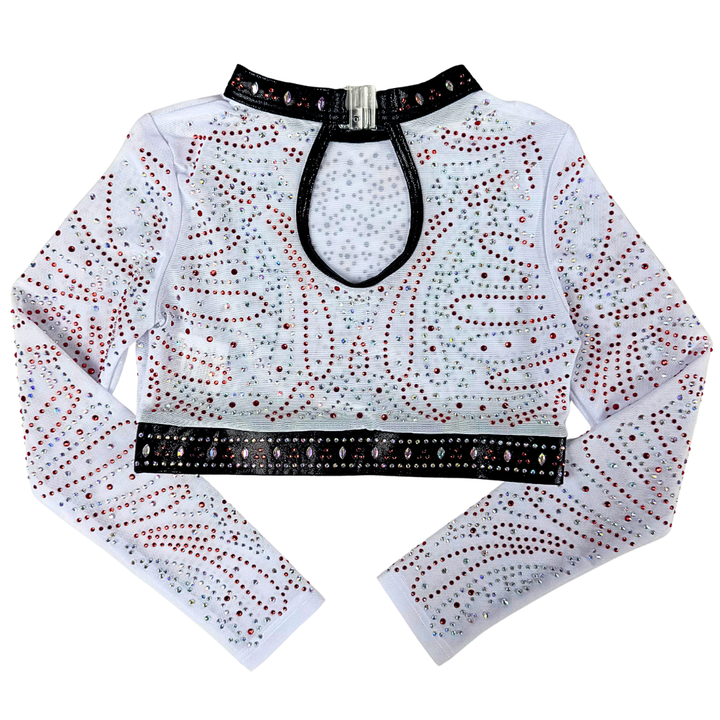 Gymsuit Basic Gold Black with Gymnastics Top Abby White Red