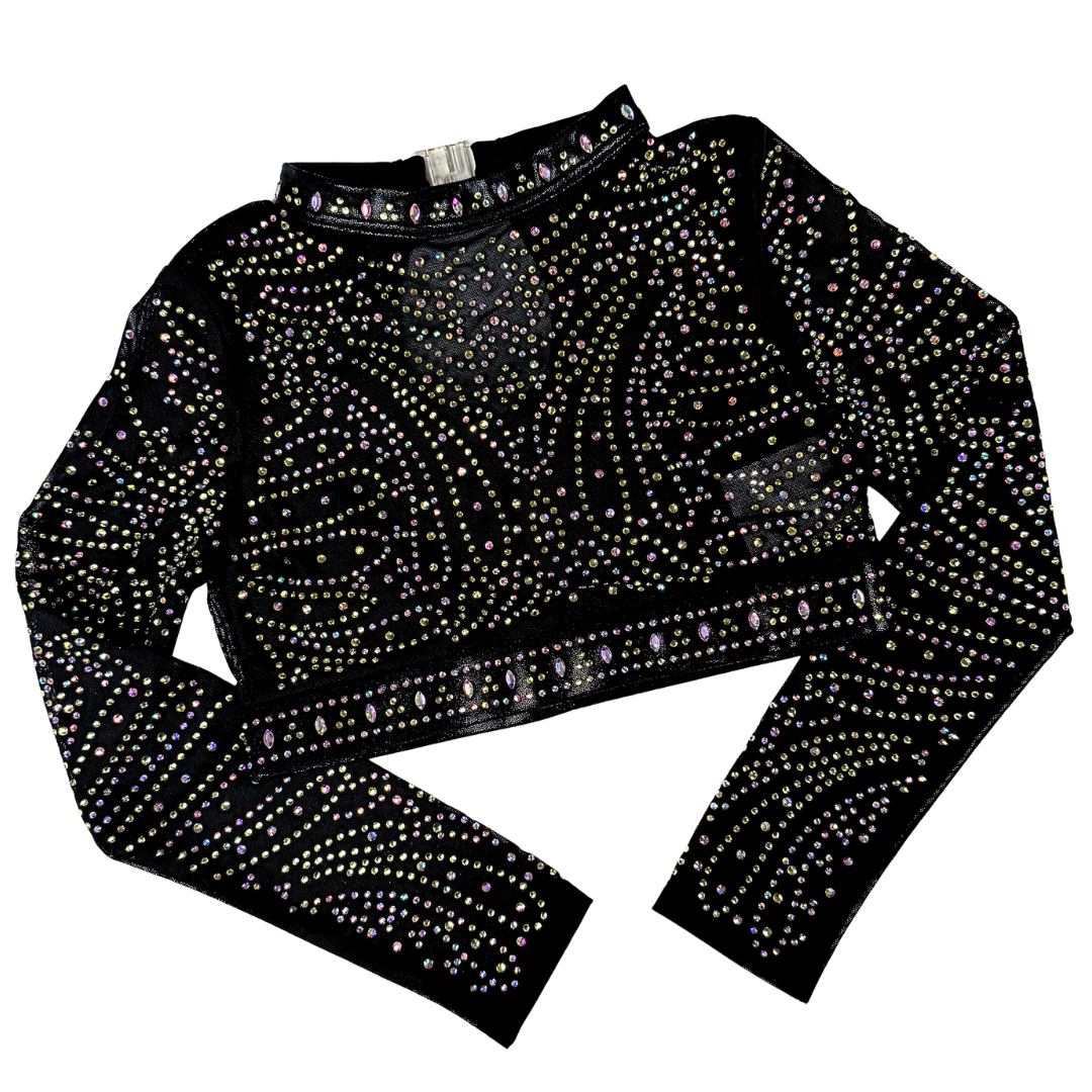 Gym Leotard Basic Holo White with Gym Top Abby Black Gold