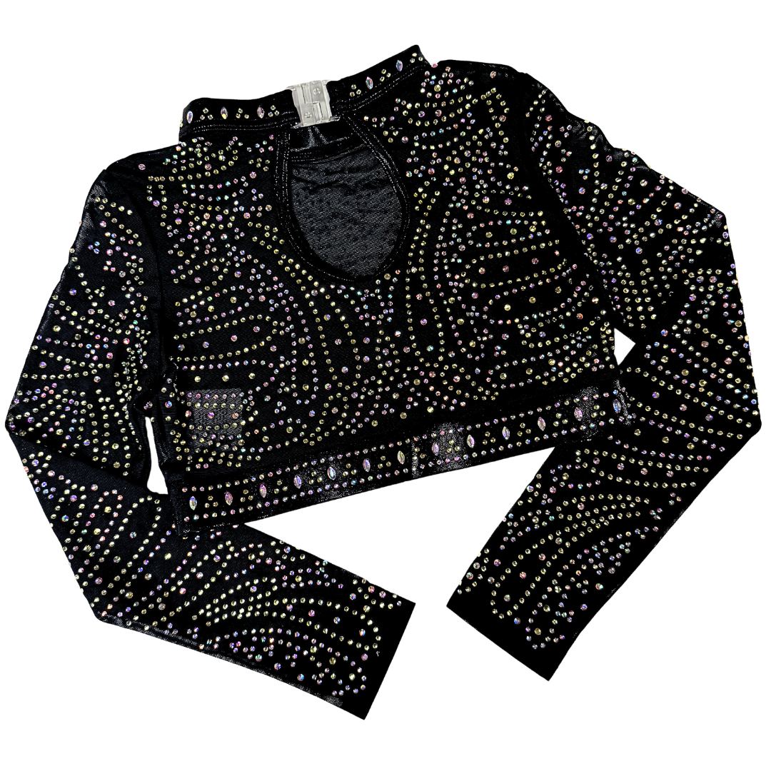 Gym Leotard Basic Holo White with Gym Top Abby Black Gold