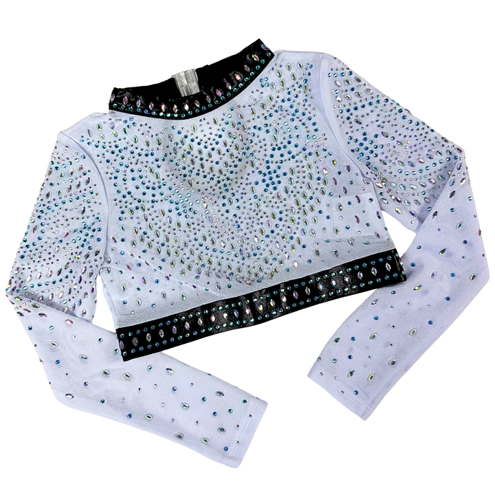 Gymnastics Leotard Basic Black with Gymnastics Top Mae White Light Blue