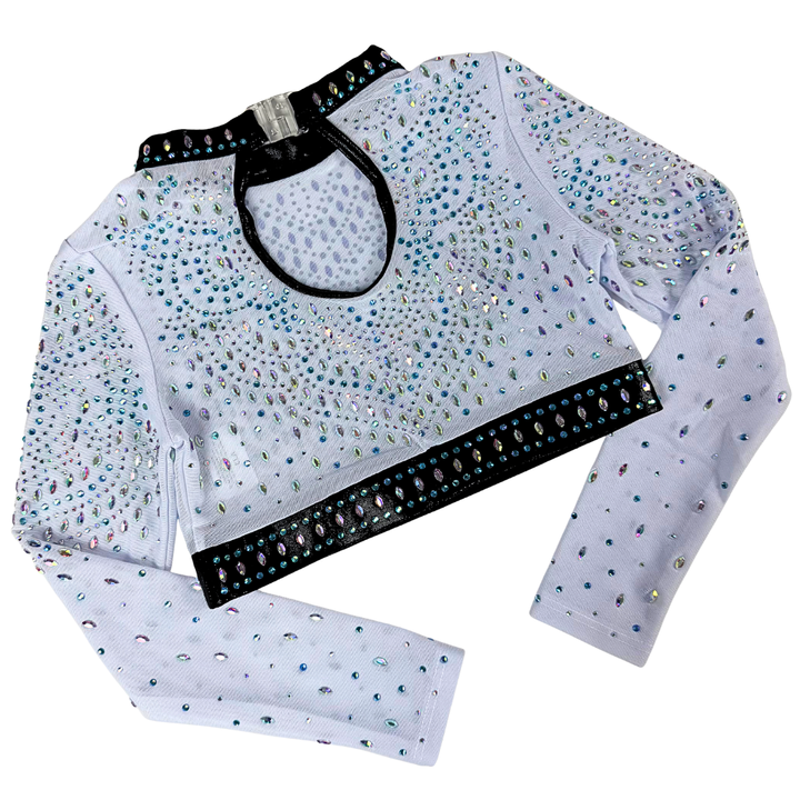 Gymnastics Leotard Basic Black with Gymnastics Top Mae White Light Blue