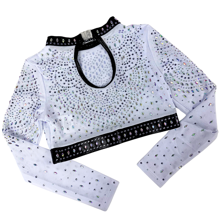 Justaucorps Basique Noir avec Top de Gymnastique Mae Blanc Lilas