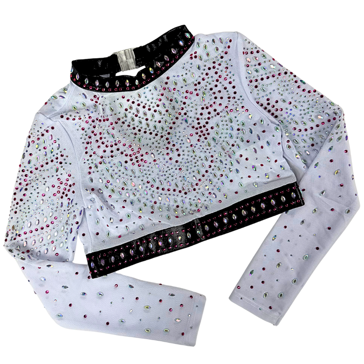 Basic Black Gymnastics Leotard with Mae White Pink Gymnastics Top