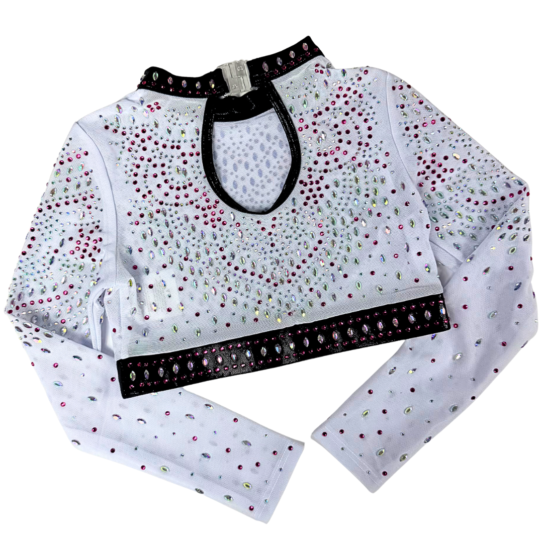 Basic Black Gymnastics Leotard with Mae White Pink Gymnastics Top