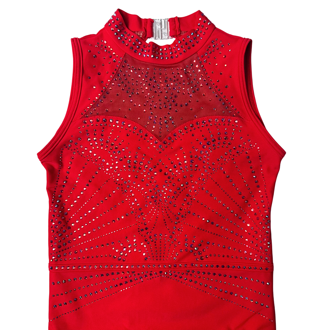 Justaucorps de gymnastique rouge scintillant Little Stars