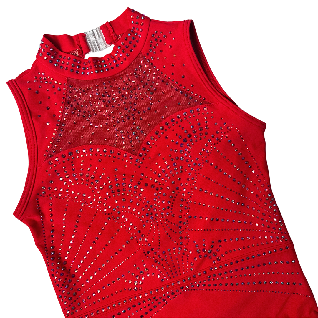 Justaucorps de gymnastique rouge scintillant Little Stars