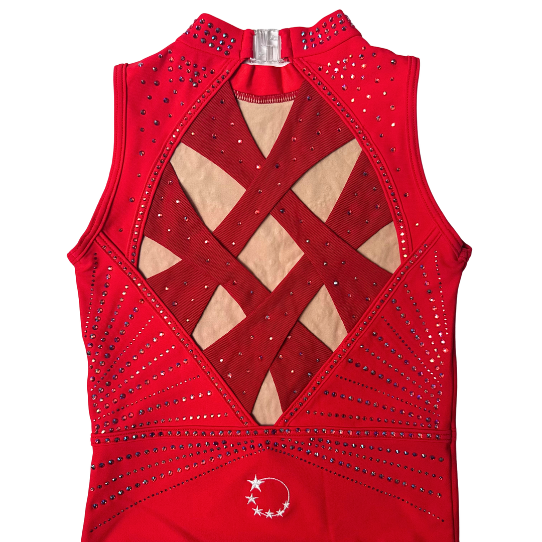 Justaucorps de gymnastique rouge scintillant Little Stars