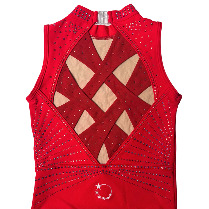 Justaucorps de gymnastique rouge scintillant Little Stars