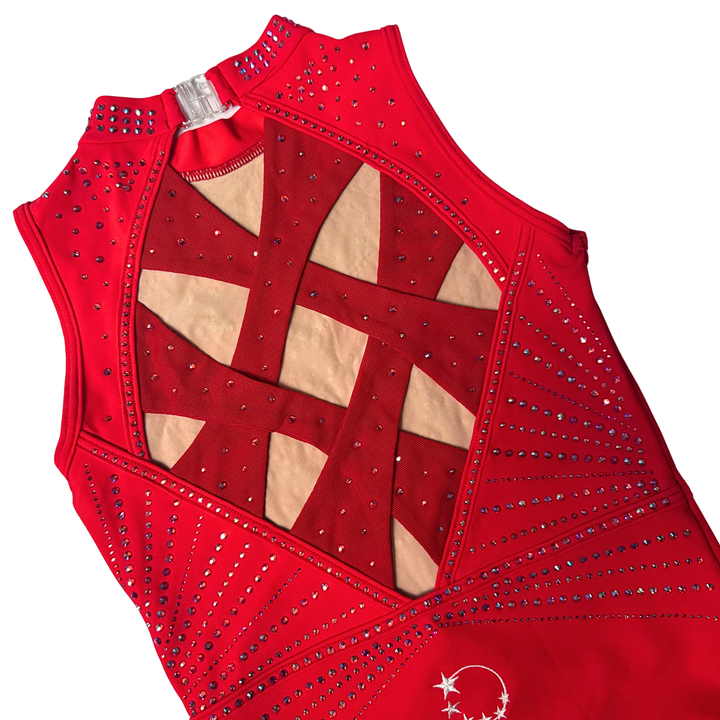 Justaucorps de gymnastique rouge scintillant Little Stars