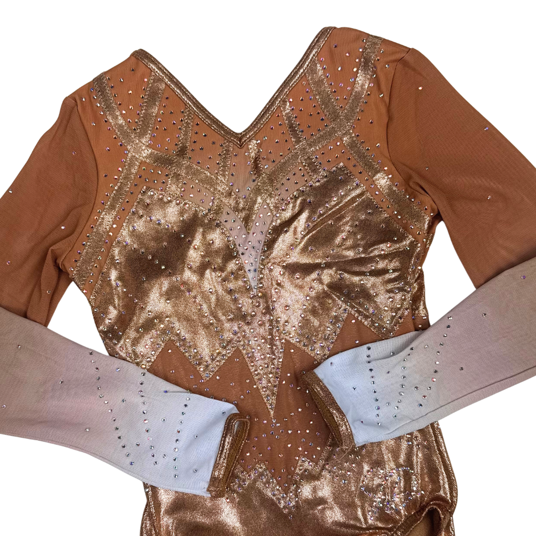 Fenna Champagne Long Sleeve Gymnastics Leotard