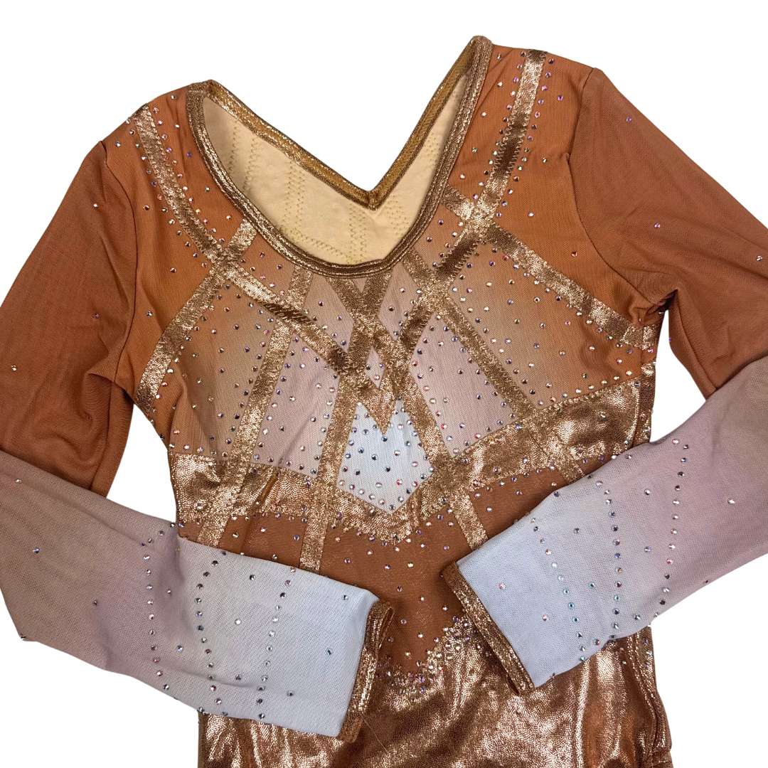 Fenna Champagne Long Sleeve Gymnastics Leotard
