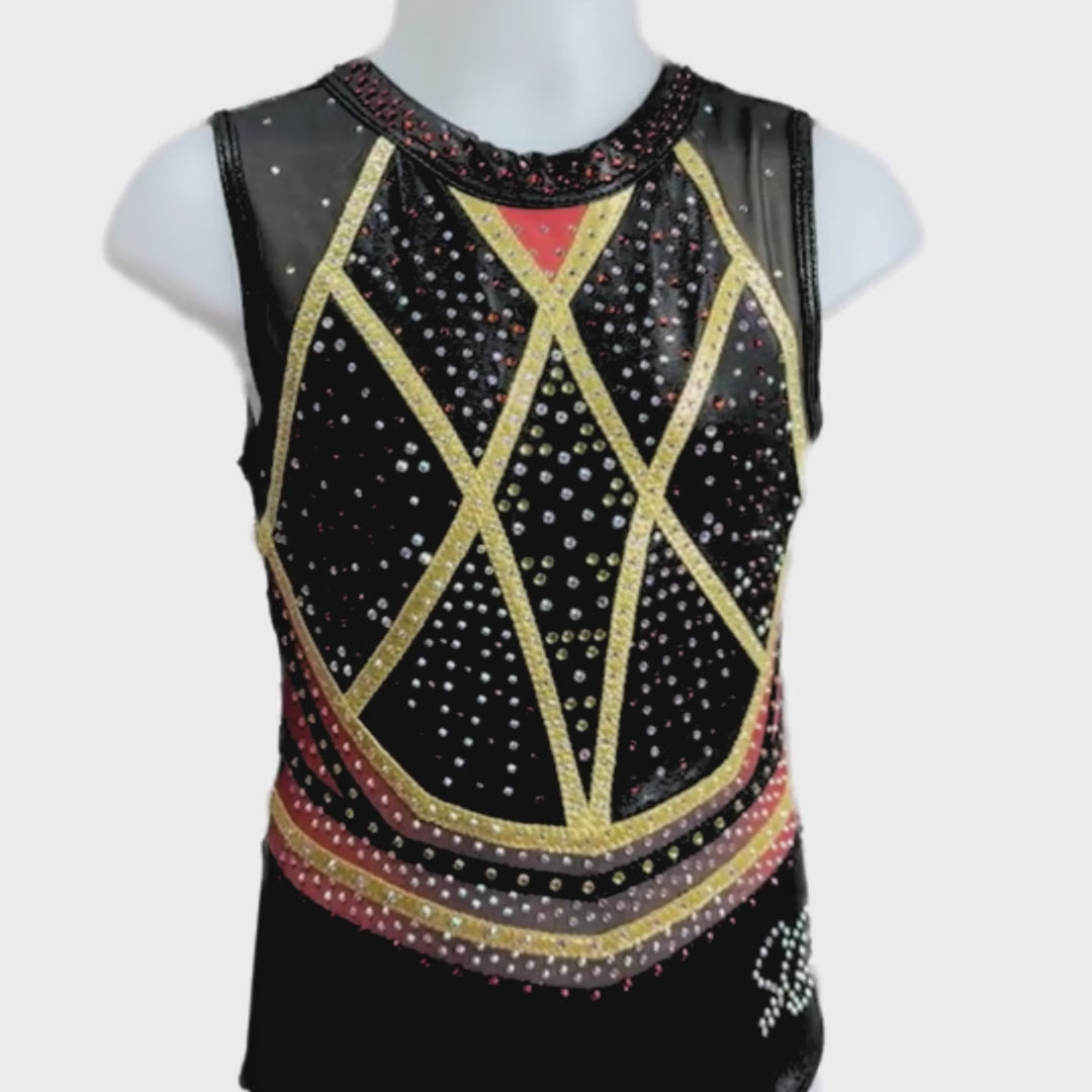 Turnpakje Sienna Zwart Rood Goud Mouwloos