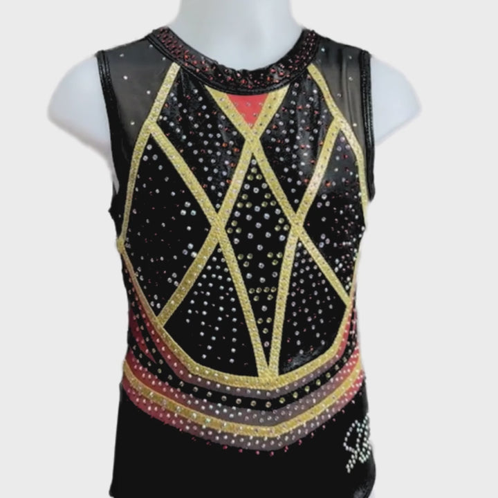 Turnpakje Sienna Zwart Rood Goud Mouwloos