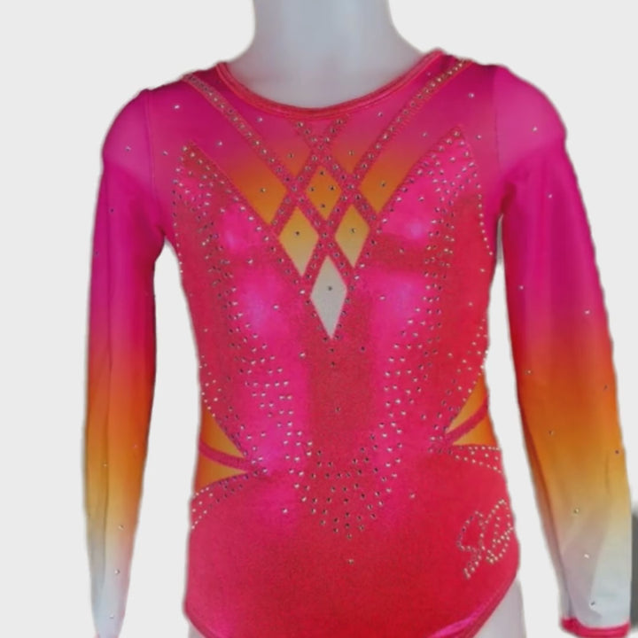 Turnpakje Robin Roze Oranje Wit Lange Mouw