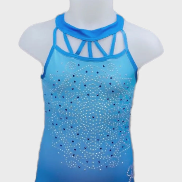 Jamie Blue Sleeveless Gymnastics Leotard
