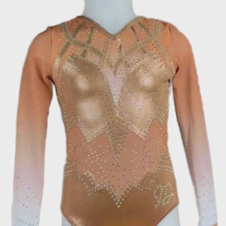 Fenna Champagne Long Sleeve Gymnastics Leotard