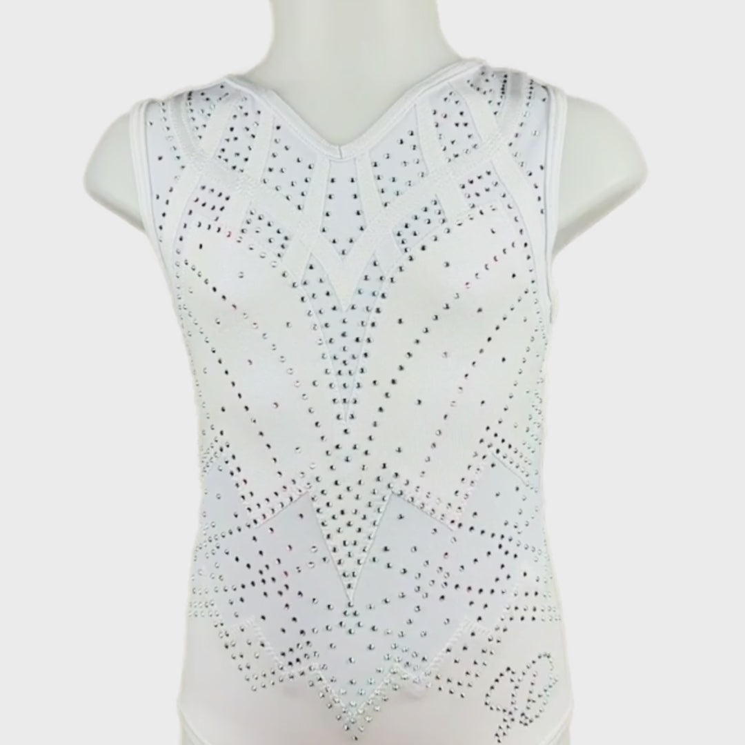 Fenna White Sleeveless Gymnastics Leotard