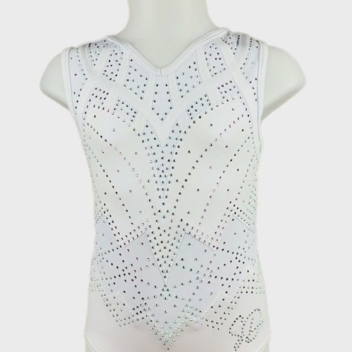 Fenna White Sleeveless Gymnastics Leotard