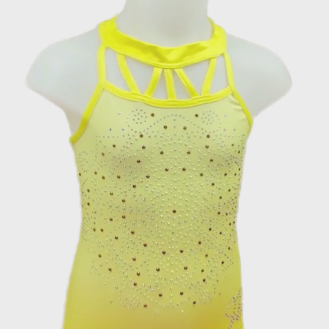 Jamie Yellow Sleeveless Gymnastics Leotard