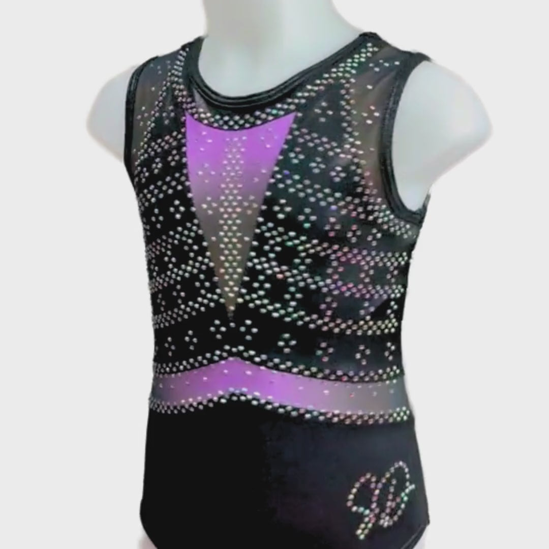 Turnpakje Faye Zwart Lila Mouwloos