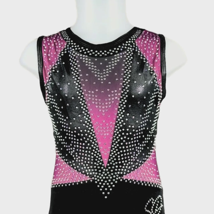 Turnpakje Amy Aubergine Zwart Mouwloos