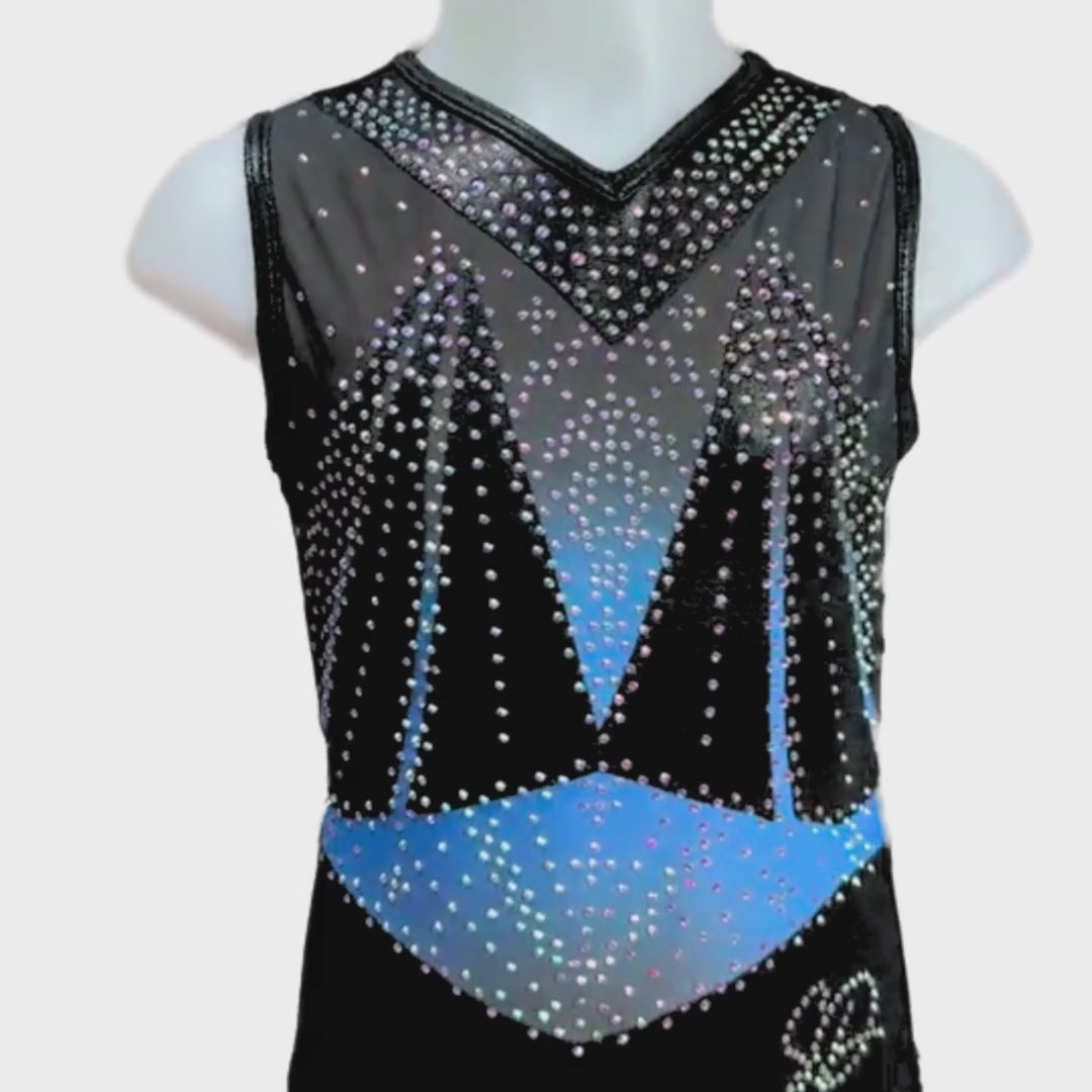 Turnpakje Lieke Zwart Lichtblauw Mouwloos