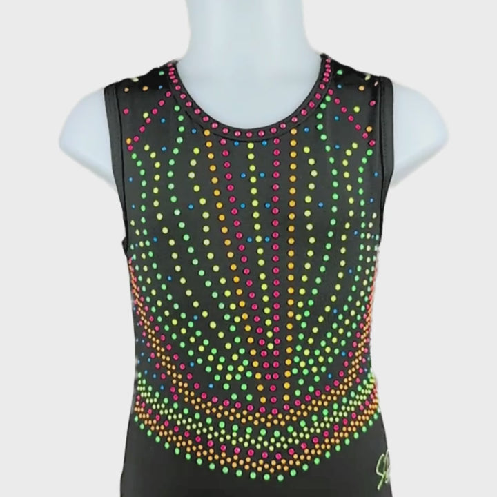 Turnpakje Yfke Zwart Neon Mouwloos