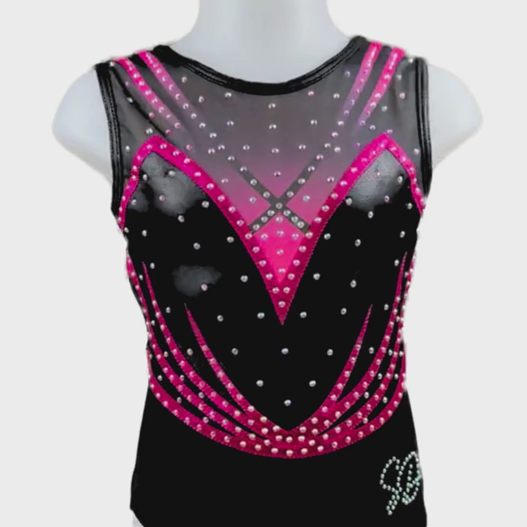 Turnpakje Fem Roze Zwart Mouwloos