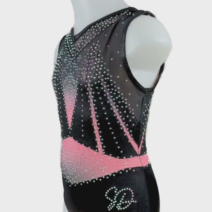 Combinaison de gymnastique Lieke Noir Saumon Rose Sans Manches