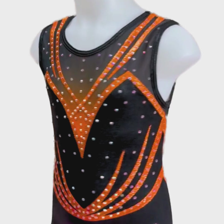 Turnpakje Bibi Zwart Oranje Mouwloos