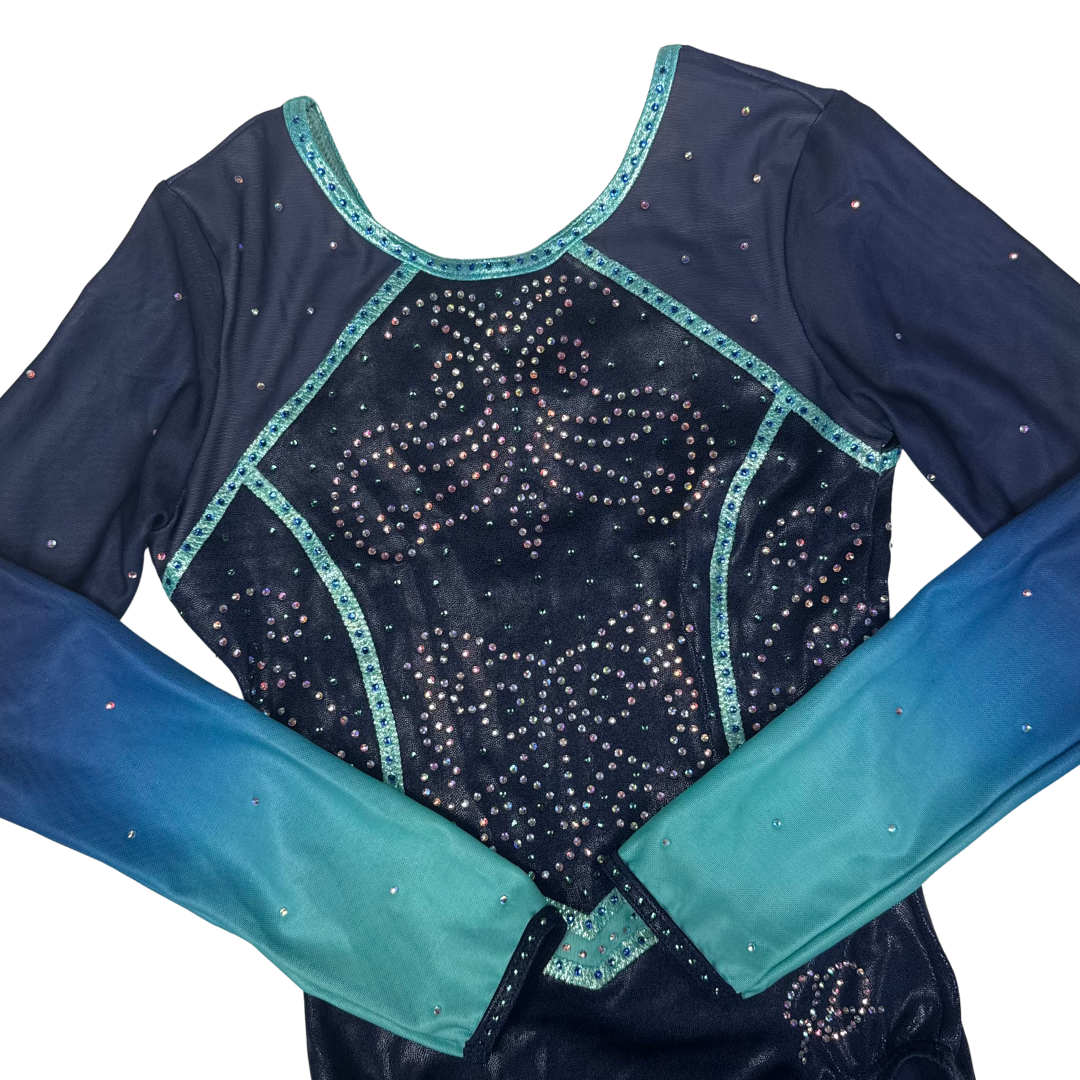 Simone Navy Mint Long Sleeve Leotard
