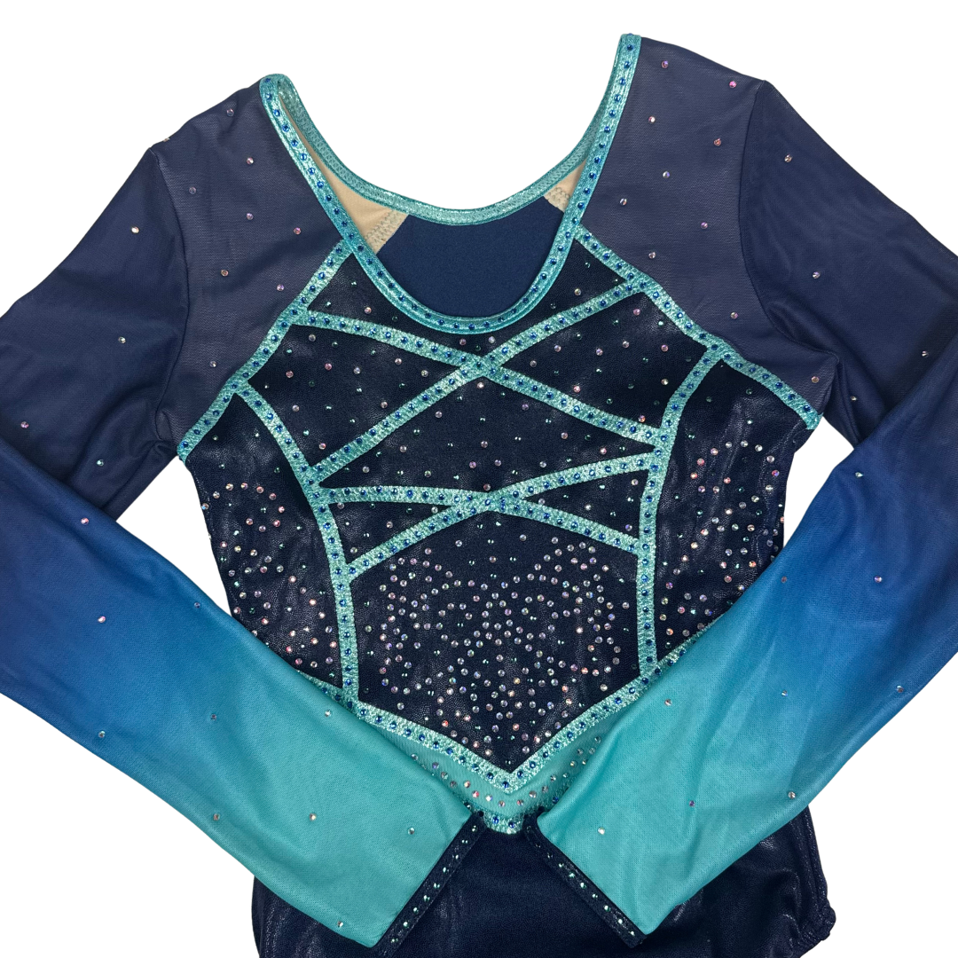 Simone Navy Mint Long Sleeve Leotard
