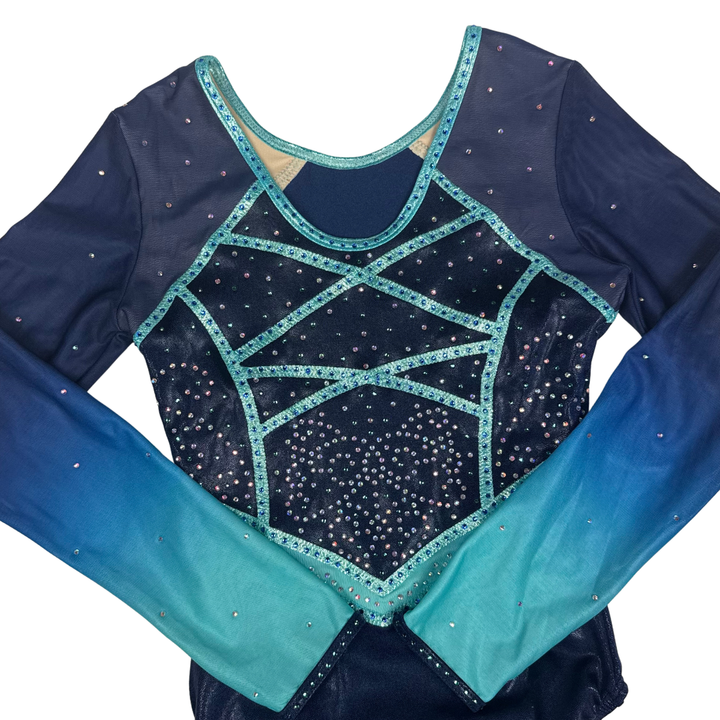 Simone Navy Mint Long Sleeve Leotard