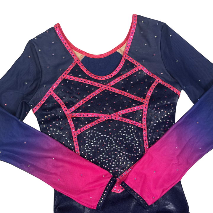 Simone Navy Orangeade Long Sleeve Leotard