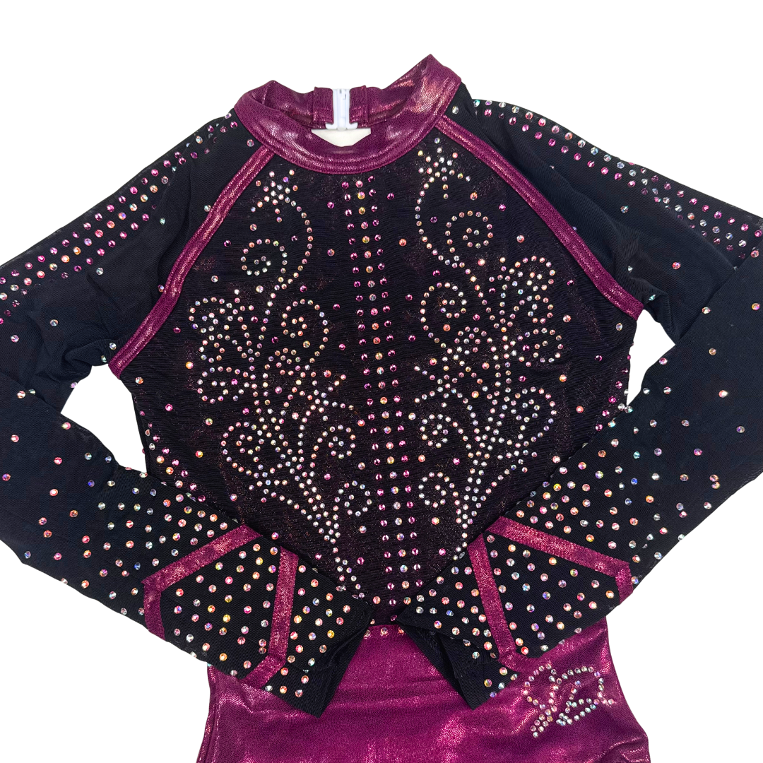 Tara Aubergine Black Long Sleeve Leotard